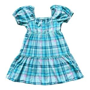 SO Girls Plaid Sleeveless green yellow pink Dress L 10/12 lined. 100% Cotton.